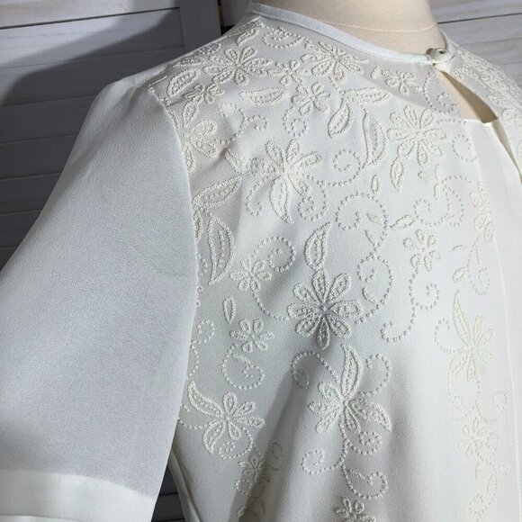 Vintage Beaded Cream Floral Top and Cardigan Set Large - Picture 5 of 11